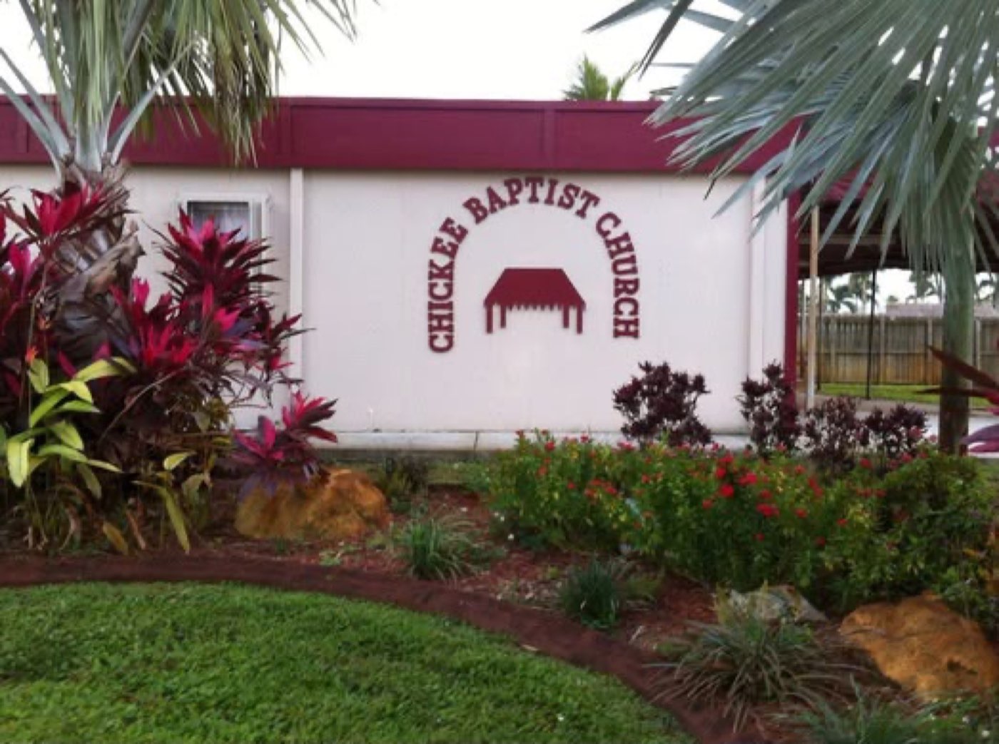 The Chickee Baptist Church sign outside a previous church building